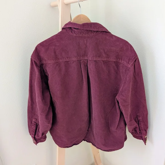 Vintage Levi's Corduroy Collared Button Front Shirt Jacket In Burgundy - Picture 7 of 8